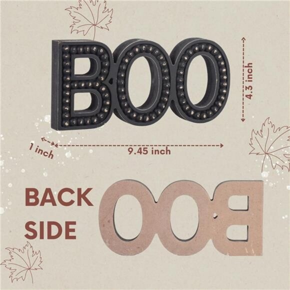 Halloween Boo Sign, Boo Letter Halloween Decorations For Home, Wooden Boo Sign - Picture 3 of 7